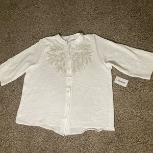 Kindred Hand-Embroidered Sequin & Faux Pearl Blouse